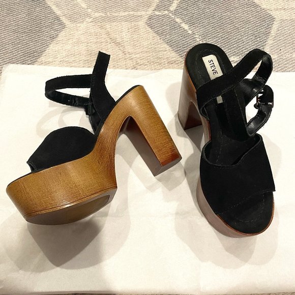 Steve Madden Shoes - Steve Madden Black Heeled Sandals - Size 6.5